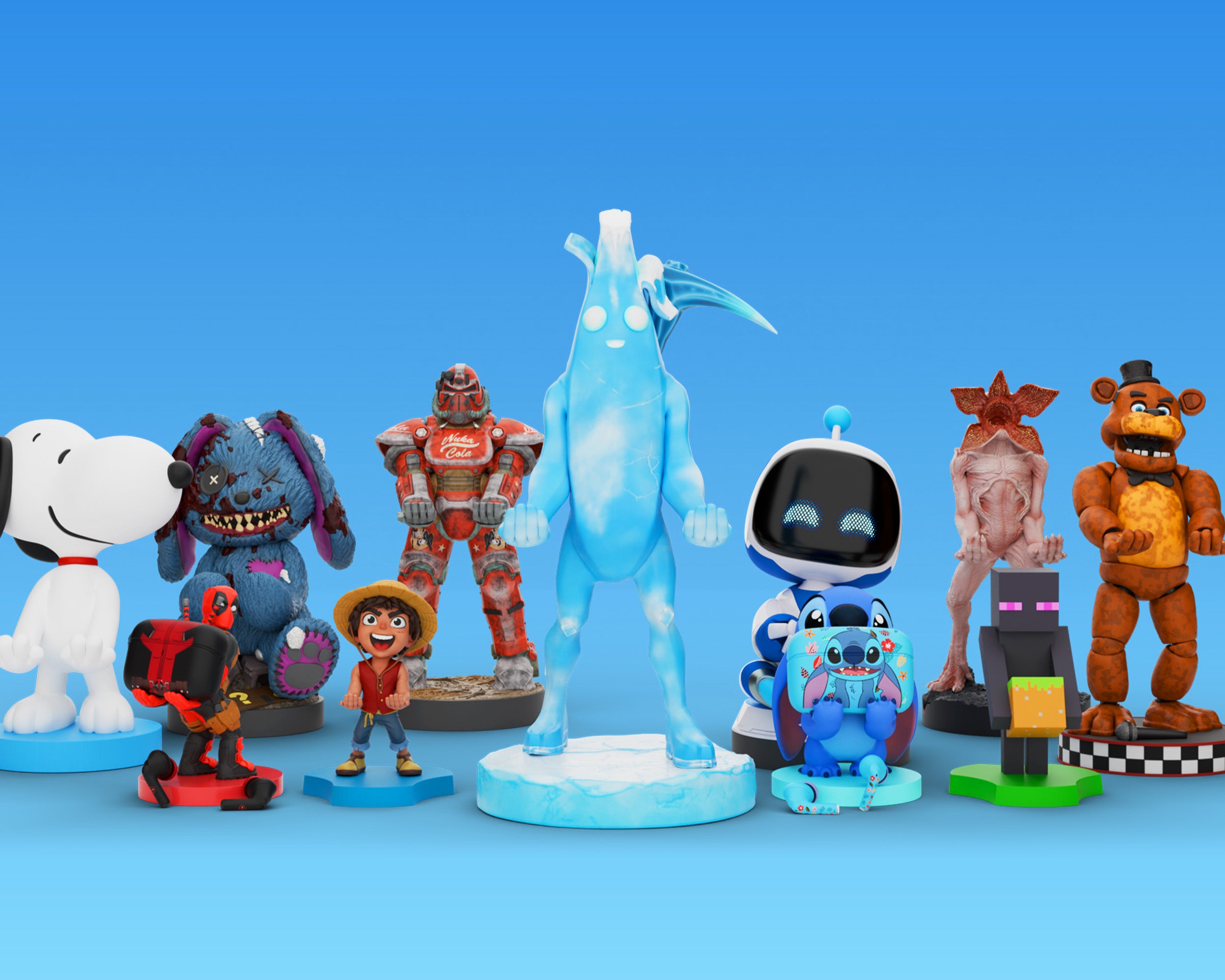 EXG Pro collectible gaming figures featuring popular characters from video games and entertainment, displayed on a blue background for the UK homepage banner
