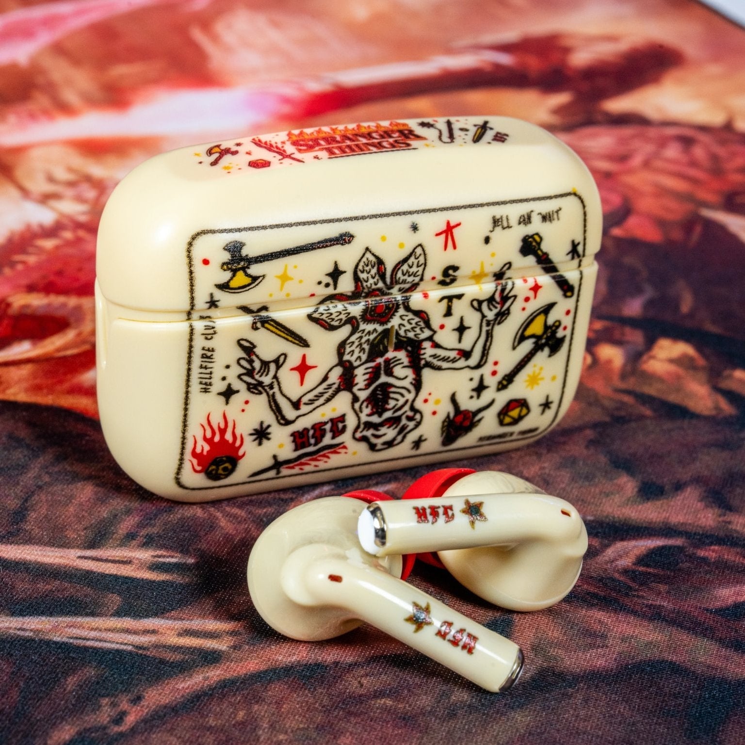 Hellfire Club Wireless Bluetooth Earbuds & Holder Bundle - Stranger Things, Buds Pro Bundle - EXG Pro