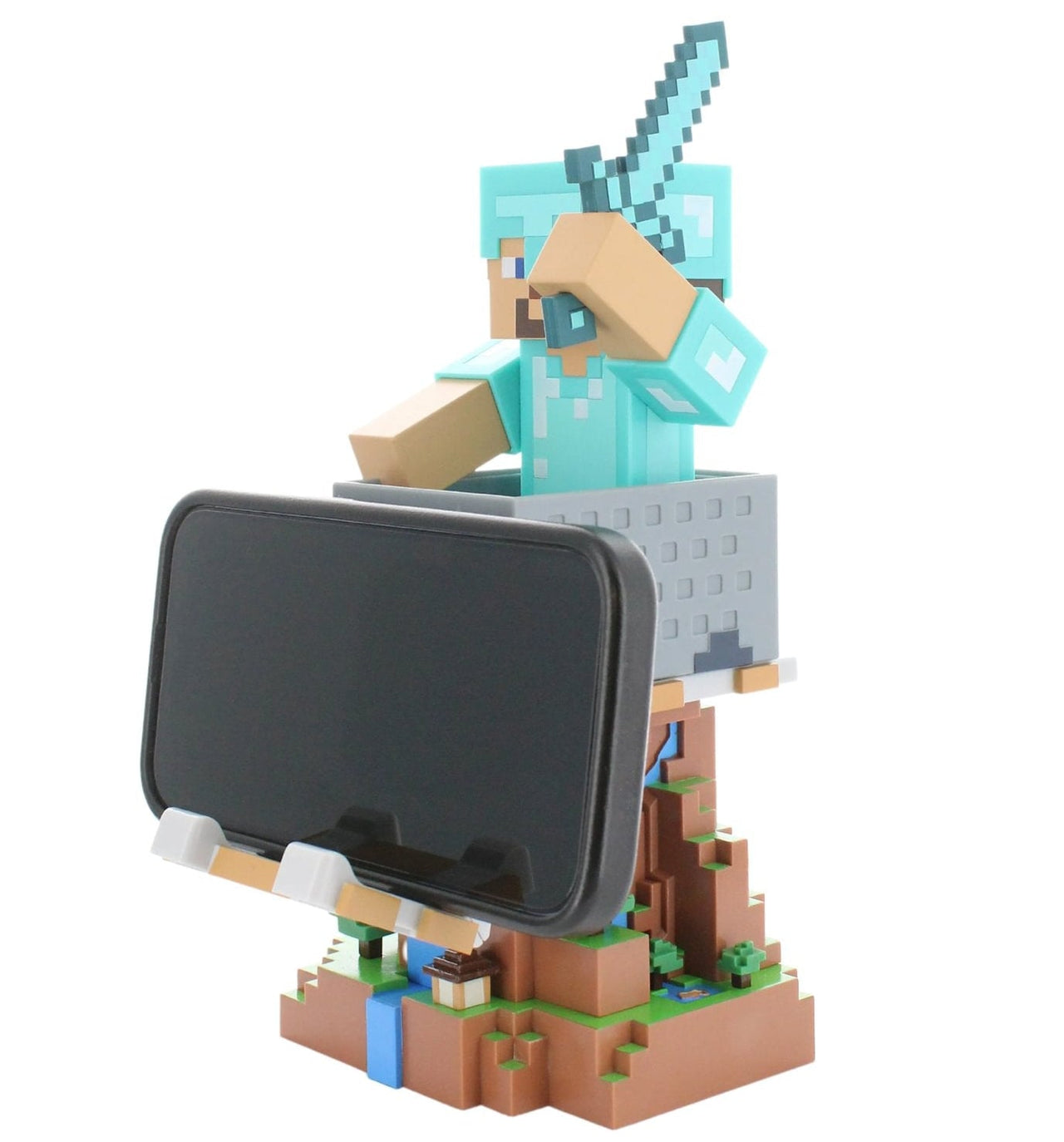 Minecraft: Steve in Diamond Armour Cable Guys R.E.S.T Collectible Figure Device Holder - EXG Pro